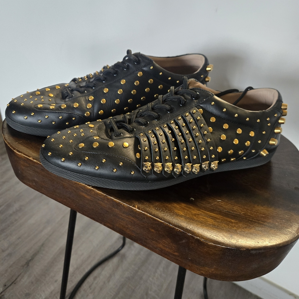Gucci Black and Gold Studded Men's Sneakers